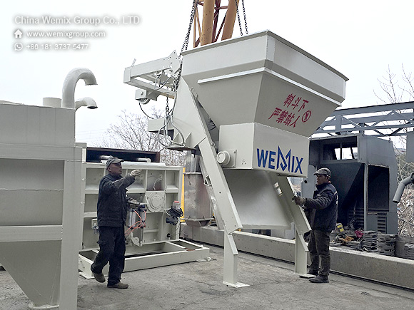 hzs25 Concrete plant conveying system with lifting hopper